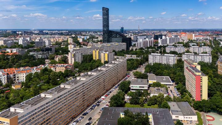 Okolica z lotu ptaka – Sky Tower – ul. Drukarska 45, Wrocław